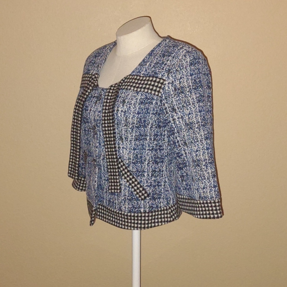 CAbi Club Cobalt/Black/White Tweed Jacket Style # 5294 Size XS - Picture 2 of 8